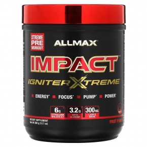 ALLMAX, IMPACT Igniter Xtreme, Pre-Workout, Fruit Punch, 12.7 oz (360 g) в Москве - eco-herb.ru | фото