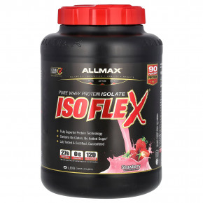 ALLMAX, Isoflex, 100% ультра чистый изолят сывороточного протеина (технология ионной фильтрации), клубника, 5 фунтов (2,27 кг) - описание