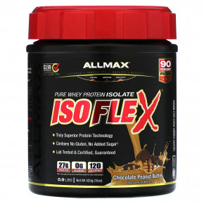 ALLMAX, ISOFLEX®, чистый изолят сывороточного протеина, шоколад с арахисовой пастой, 425 г (0,9 фунта) - описание