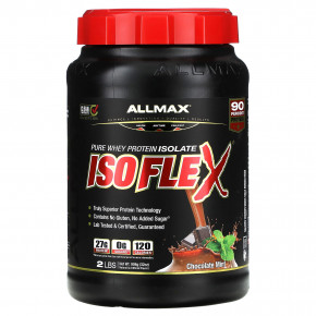 ALLMAX, Isoflex, чистый изолят сывороточного протеина, со вкусом шоколада и мяты, 908 г (2 фунта) - описание