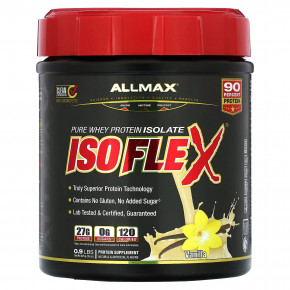 ALLMAX, Isoflex, на 100% чистый изолят сывороточного протеина, со вкусом ванили, 425 г (0,9 фунта) - описание | фото