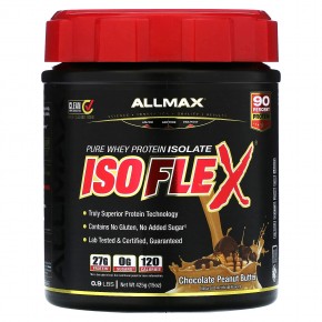 ALLMAX, Isoflex, на 100% чистый изолят сывороточного протеина, со вкусом шоколада с арахисовой пастой, 425 г (0,9 фунта) - описание