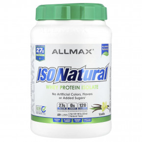 ALLMAX, IsoNatural, 100% ультра-очищенный натуральный изолят сывороточного протеина, со вкусом ванили, 907 г - описание