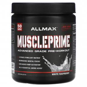 ALLMAX, MusclePrime®, предтренировочный комплекс для улучшенных продуктов, белая малина, 266 г (9,4 унции) - описание | фото