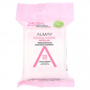 Almay, очищающие салфетки для снятия макияжа, мицеллярная, 25 салфеток - описание | фото