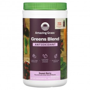 Amazing Grass, Green Superfood, антиоксиданты, сладкие ягоды, 14,8 унц. (420 г) - описание