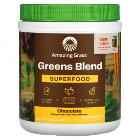 Amazing Grass, смесь зелени, суперфуд, шоколад, 240 г (8,5 унции) - описание