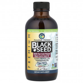 Amazing Herbs, Black Seed™, 100% чистое масло семян чёрного тмина холодного отжима, 120 мл (4 жидк. унции) - описание | фото