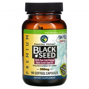 Amazing Herbs, Black Seed, 500 мг, 90 гелевых капсул в Москве - eco-herb.ru | фото