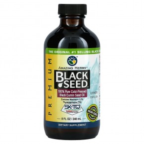 Amazing Herbs, Black Seed, 100% чистое масло холодного отжима из семян черного тмина, 240 мл (8 жидк. унции) в Москве - eco-herb.ru | фото