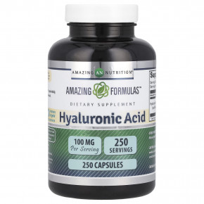 Amazing Nutrition, Гиалуроновая кислота, 100 мг, 250 капсул - описание | фото