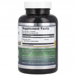 Amazing Nutrition, Гиалуроновая кислота, 100 мг, 250 капсул в Москве - eco-herb.ru | фото