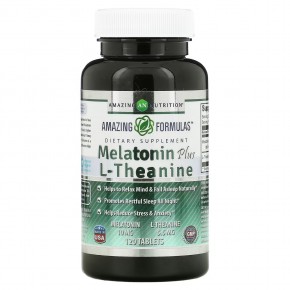 Amazing Nutrition, Мелатонин с L-теанином, 10 мг, 120 таблеток в Москве - eco-herb.ru | фото