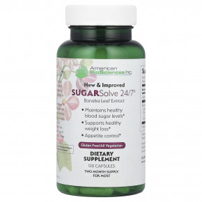 American Biosciences, SUGARSolve 24/7®, 120 Capsules - описание | фото