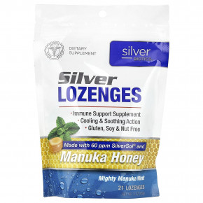 American Biotech Labs, Silver Lozenges, Mighty Manuka Mint, 21 пастилка, 85 г (3 унции) - описание | фото