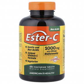 American Health, Ester-C® с цитрусовыми биофлавоноидами, 180 вегетарианских таблеток - описание | фото