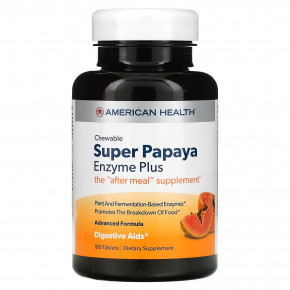 American Health, Super Papaya Enzyme Plus, жевательные таблетки с ферментами, папайя, 180 шт. в Москве - eco-herb.ru | фото