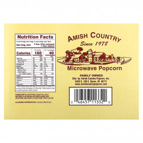 Amish Country Popcorn, попкорн для микроволновой печи, со сливочным маслом, 3 пакетика по 99 г (3,5 унции) в Москве - eco-herb.ru | фото