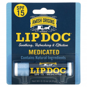 Amish Origins, Lip Doc, Medicated, SPF 15, 4,25 г (0,15 унции) (Товар снят с продажи) в Москве - eco-herb.ru | фото