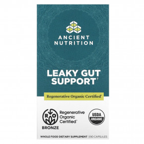 Ancient Nutrition, Leaky Gut, поддержка кишечника, 90 капсул - описание | фото