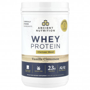 Ancient Nutrition, Смесь сывороточного протеина и жира, ваниль и корица, 572 г (1,26 фунта) - описание | фото