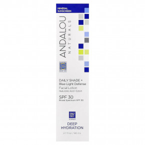 Andalou Naturals, Deep Hydration, Daily Shade + лосьон для лица для защиты от синего света, SPF 30, 80 мл (2,7 жидк. Унции) в Москве - eco-herb.ru | фото