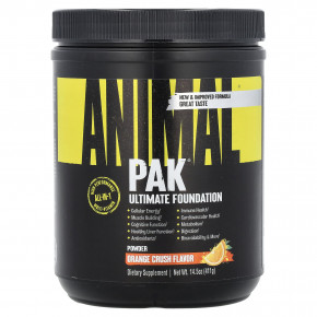 Animal Pak Powder, тональная основа для тренировок, измельченный апельсин, 411 г (14,5 унции) - описание | фото