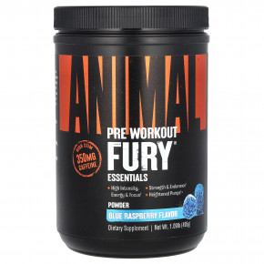 Animal, Fury Essentials, предтренировочный комплекс, со вкусом голубой малины, 495 г (1,09 фунта) - описание