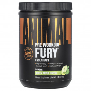 Animal, Fury®, предтренировочный порошок, зеленое яблоко, 483 г (1,06 фунта) - описание