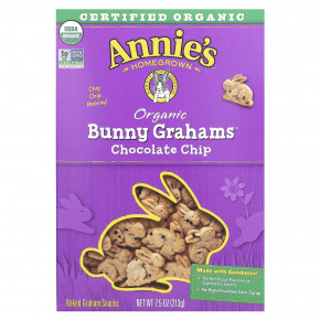 Annie's Homegrown, Bunny Grahams, Chocolate Chip, 7.5 oz (213 g) - описание