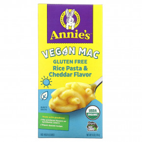 Annie's Homegrown, Vegan Mac, рисовая паста и чеддер, 170 г (6 унций) - описание | фото