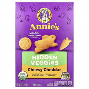 Annie's Homegrown, запеченные крекеры с чеддером, спрятанные овощи, 213 г (7,5 унции) - описание | фото