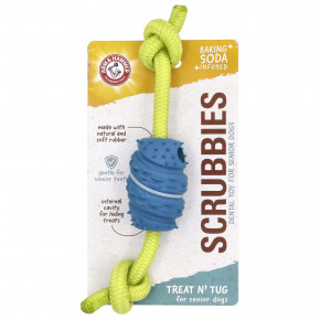 Arm & Hammer, Scrubbies, игрушка для ухода за зубами для пожилых собак, Treat N' Tug, 1 шт. - описание | фото