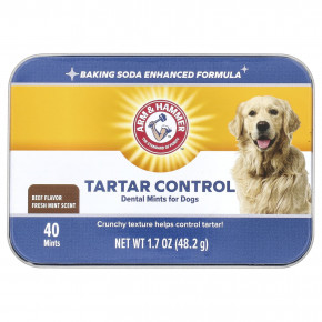 Arm & Hammer, Tartar Control Dental Mints для собак, аромат свежей мяты, говядина, 40 мят - описание | фото