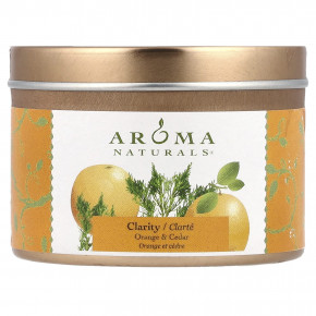 Aroma Naturals, Soy VegePure®, олово для путешествий, свеча, апельсин и кедр, 79,38 г (2,8 унции) - описание | фото