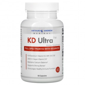 Arthur Andrew Medical, KD Ultra, полный спектр K2 с веганским витамином D3, 90 капсул в Москве - eco-herb.ru | фото