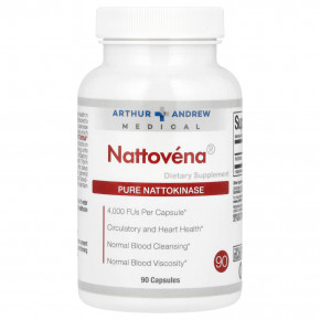 Arthur Andrew Medical, Nattovena, чистая наттокиназа, 200 мг, 90 капсул - описание