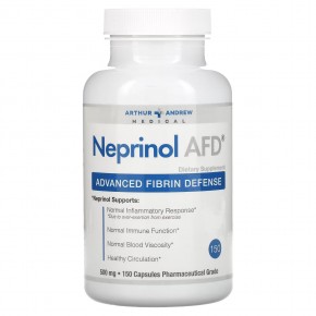 Arthur Andrew Medical, Neprinol AFD, усовершенствованное средство для защиты организма от вредного воздействия фибрина, 15 000 FU, 150 капсул - описание