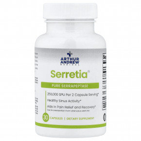 Arthur Andrew Medical, Serretia®, чистая серрапептаза, 30 капсул (125 000 SPU в 1 капсуле) в Москве - eco-herb.ru | изображение Arthur Andrew Medical, Serretia®, чистая серрапептаза, 30 капсул (125 000 SPU в 1 капсуле) в Москве - eco-herb.ru | фото