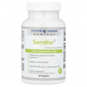 Arthur Andrew Medical, Serretia®, чистая серрапептаза, 90 капсул (125 000 SPU в 1 капсуле) - подробнее Arthur Andrew Medical, Serretia®, чистая серрапептаза, 90 капсул (125 000 SPU в 1 капсуле) - описание
