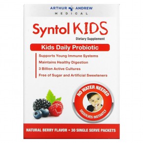Arthur Andrew Medical, Syntol Kids, ежедневный пробиотик для детей, натуральный ягодный вкус, 30 отдельных порционных пакетиков в Москве - eco-herb.ru | фото
