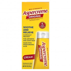 Aspercreme, Оригинальный обезболивающий крем с 10% салицилатом троламина, максимальная сила действия, без отдушек, 141 г (5 унций) в Москве - eco-herb.ru | фото