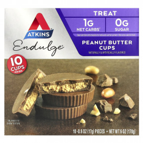 Atkins, Endulge ™, Treat, чашки с арахисовой пастой, 10 чашек по 17 г (0,6 унции) в Москве - eco-herb.ru | фото