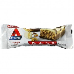 Atkins, Protein Meal Bar, S'mores Bar, 5 Bars, 1.69 oz (48 g) в Москве - eco-herb.ru | фото