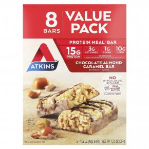 Atkins, Protein Meal Bar, шоколадно-миндальная карамель, 8 батончиков, 48 г (1,69 унции) в Москве - eco-herb.ru | фото