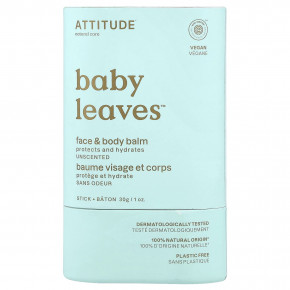 ATTITUDE, Baby Leaves™, бальзам для лица и тела, без запаха, 28 г (30 г) - описание | фото