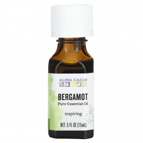 Aura Cacia, 100% чистое эфирное масло бергамота, 0.5 жидкой унции (15 мл) - описание | фото