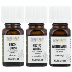 Aura Cacia, A Way In The Woods, набор чистых эфирных масел, 3 флакона по 7,4 мл (0,25 жидк. унции) - описание | фото