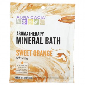 Aura Cacia, Ароматерапевтическое минеральное средство для ванны, расслабляющий сладкий апельсин, 2,5 унции (70,9 г) - описание