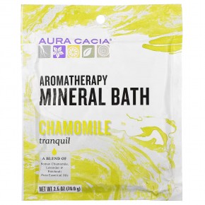 Aura Cacia, Ароматерапевтическое минеральное средство для ванны, успокаивающая ромашка, 2,5 унции (70,9 г) - описание